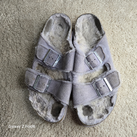 Birkenstock Arizona Big Buckle Shearling Teddy Purple Fog - Picture 11 of 12